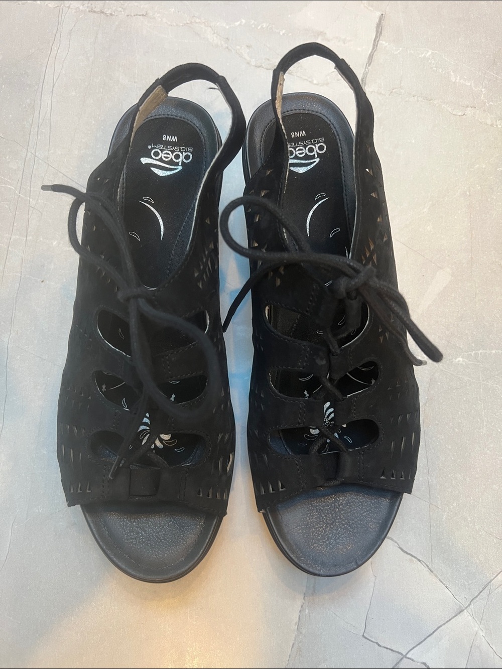 Abeo Goldie Metatarsal Black Nubuck Leather Lace Up Orthodic Heels